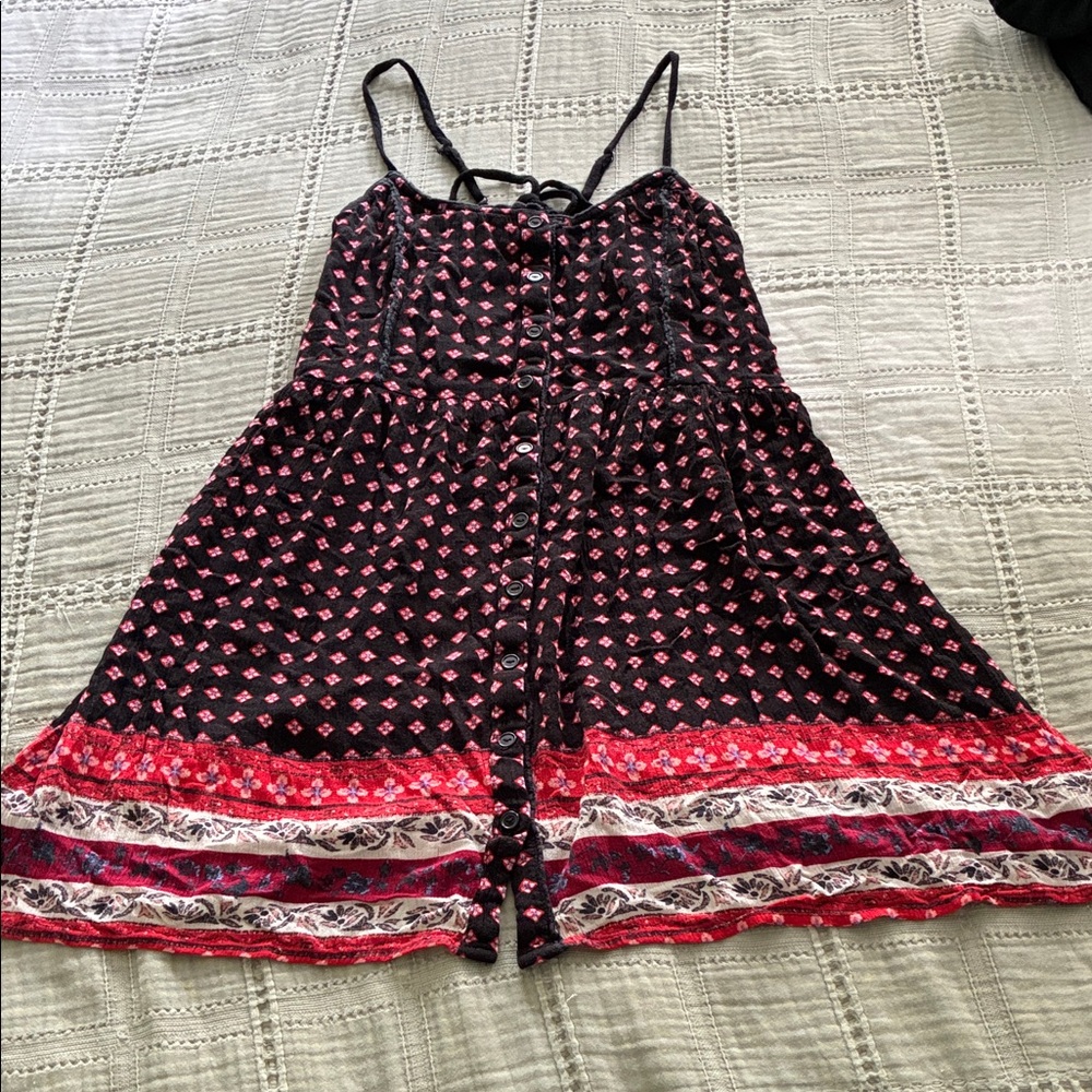 Chloe K Black & Pink Patterned Spaghetti-Strap Sundress